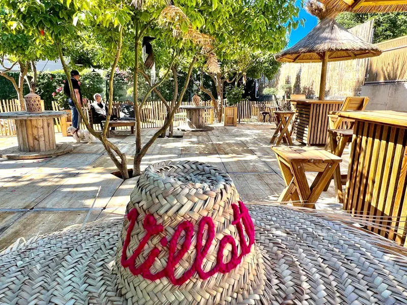 La terrasse sous les arbres